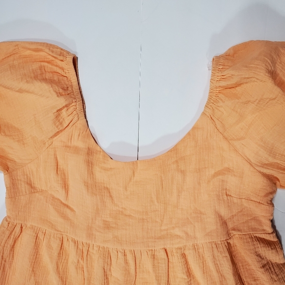 Beautiful Boho Laura Short Sleeve Tiered Midi Prairie Dress Peach Large W-457 - Picture 11 of 13